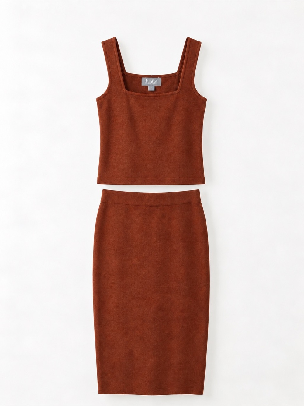 Marked Rust Brown Two-Piece Pencil Skirt Set